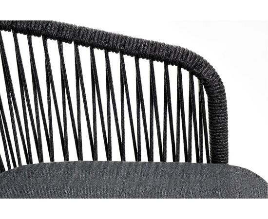 "Марсель" стул барный плетеный из роупа, каркас из стали темно-серый (RAL7024) муар, роуп темно-серый круглый, ткань темно-серая 027, изображение 4 | Интернет магазин мебели и декора LifeDekor