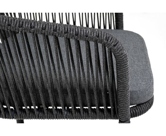 "Марсель" стул барный плетеный из роупа, каркас из стали темно-серый (RAL7024) муар, роуп темно-серый круглый, ткань темно-серая 027, изображение 5 | Интернет магазин мебели и декора LifeDekor