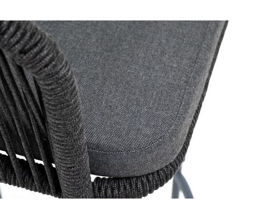 "Марсель" стул барный плетеный из роупа, каркас из стали темно-серый (RAL7024) муар, роуп темно-серый круглый, ткань темно-серая 027, изображение 6 | Интернет магазин мебели и декора LifeDekor