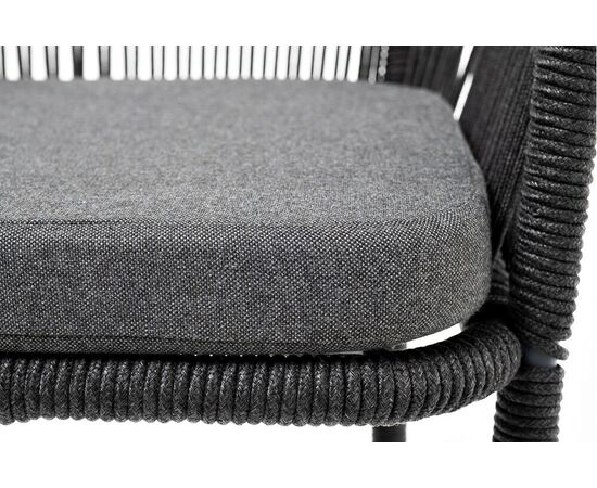 "Марсель" стул барный плетеный из роупа, каркас из стали темно-серый (RAL7024) муар, роуп темно-серый круглый, ткань темно-серая 027, изображение 7 | Интернет магазин мебели и декора LifeDekor