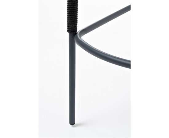 "Марсель" стул барный плетеный из роупа, каркас из стали темно-серый (RAL7024) муар, роуп темно-серый круглый, ткань темно-серая 027, изображение 8 | Интернет магазин мебели и декора LifeDekor