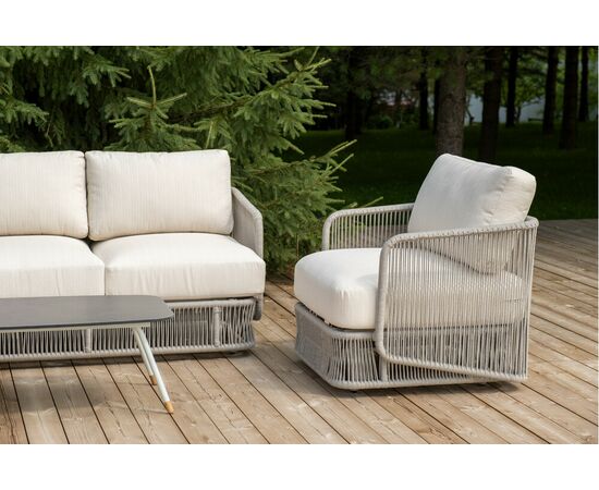 "Альбано" лаунж-зона 5-местная плетеная из роупа (веревки), каркас алюминиевый светло-серый, роуп серый меланж, изображение 4 | Интернет магазин мебели и декора LifeDekor