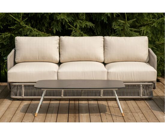 "Альбано" лаунж-зона 5-местная плетеная из роупа (веревки), каркас алюминиевый светло-серый, роуп серый меланж, изображение 5 | Интернет магазин мебели и декора LifeDekor