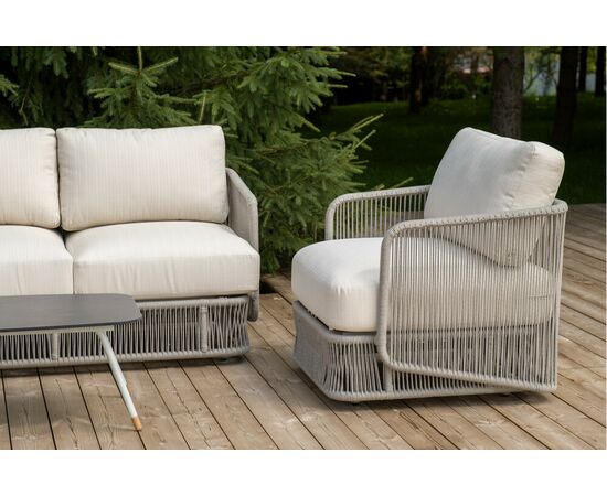 "Альбано" лаунж-зона 5-местная плетеная из роупа (веревки), каркас алюминиевый светло-серый, роуп серый меланж, изображение 6 | Интернет магазин мебели и декора LifeDekor