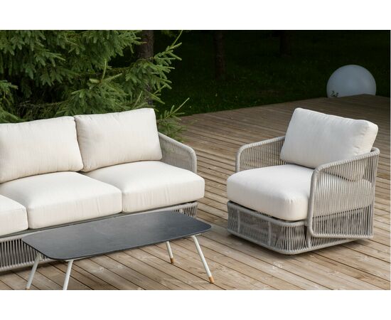 "Альбано" лаунж-зона 5-местная плетеная из роупа (веревки), каркас алюминиевый светло-серый, роуп серый меланж, изображение 7 | Интернет магазин мебели и декора LifeDekor