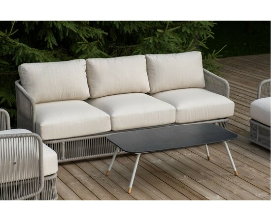 "Альбано" лаунж-зона 5-местная плетеная из роупа (веревки), каркас алюминиевый светло-серый, роуп серый меланж, изображение 8 | Интернет магазин мебели и декора LifeDekor