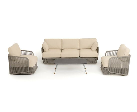 "Альбано" лаунж-зона 5-местная плетеная из роупа (веревки), каркас алюминиевый светло-серый, роуп серый меланж, изображение 18 | Интернет магазин мебели и декора LifeDekor