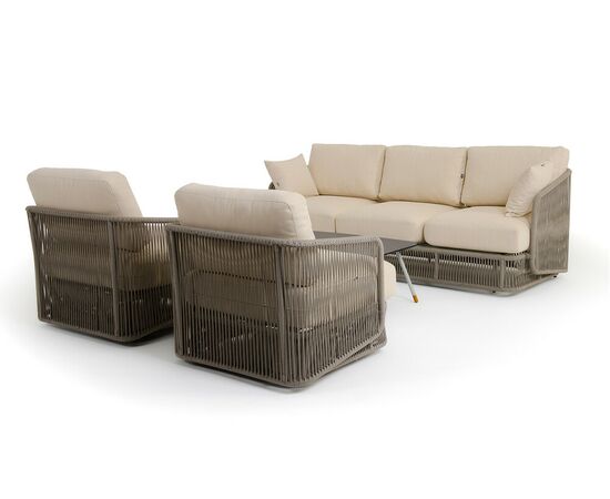 "Альбано" лаунж-зона 5-местная плетеная из роупа (веревки), каркас алюминиевый светло-серый, роуп серый меланж, изображение 19 | Интернет магазин мебели и декора LifeDekor