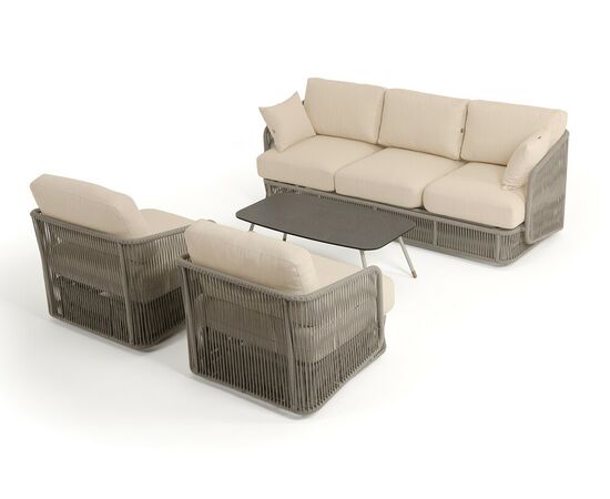 "Альбано" лаунж-зона 5-местная плетеная из роупа (веревки), каркас алюминиевый светло-серый, роуп серый меланж, изображение 20 | Интернет магазин мебели и декора LifeDekor