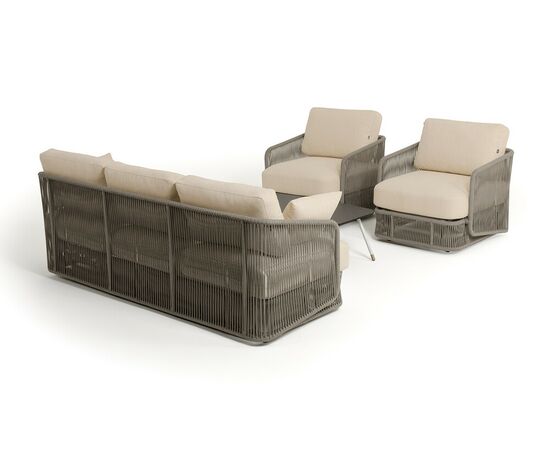 "Альбано" лаунж-зона 5-местная плетеная из роупа (веревки), каркас алюминиевый светло-серый, роуп серый меланж, изображение 22 | Интернет магазин мебели и декора LifeDekor