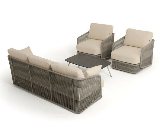 "Альбано" лаунж-зона 5-местная плетеная из роупа (веревки), каркас алюминиевый светло-серый, роуп серый меланж, изображение 23 | Интернет магазин мебели и декора LifeDekor