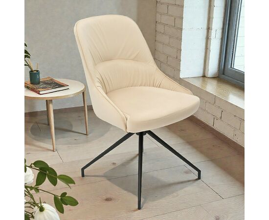 Кресло Etna бежевое, поворотное, черный металл, изображение 5 | Интернет магазин мебели и декора LifeDekor