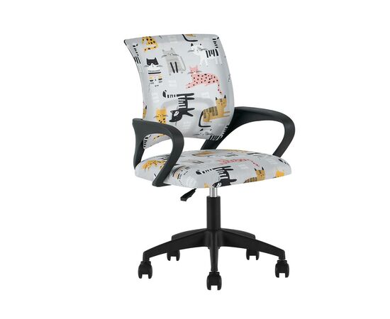 Кресло офисное TopChairs Simple SN Junior принт Blue Cats пластик черный, изображение 2 | Интернет магазин мебели и декора LifeDekor