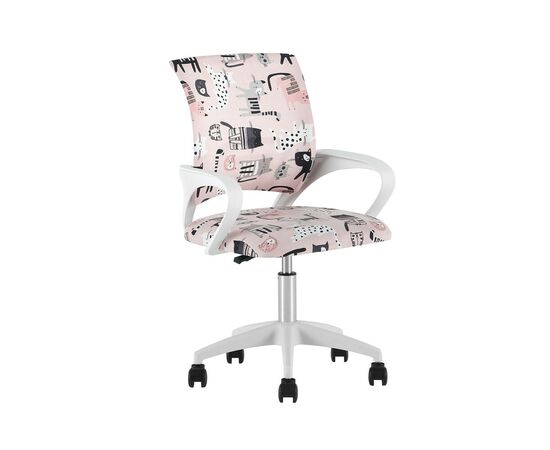 Кресло офисное TopChairs Simple SN Junior принт Pink Cats пластик белый, изображение 2 | Интернет магазин мебели и декора LifeDekor