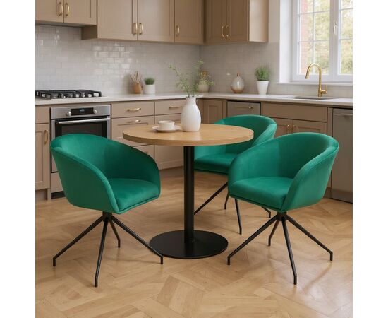 Кресло Less изумрудное, поворотное, черный металл, изображение 6 | Интернет магазин мебели и декора LifeDekor