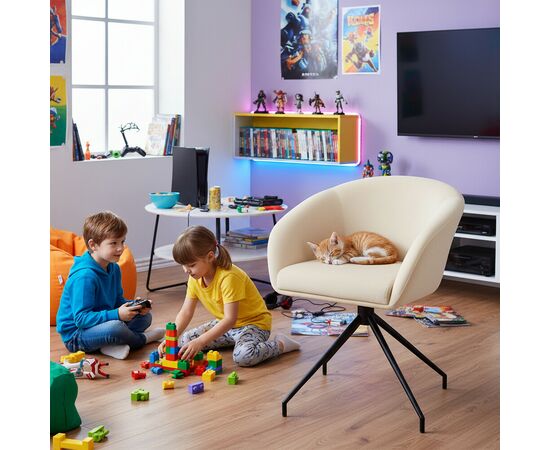 Кресло Less бежевое, поворотное, черный металл, изображение 8 | Интернет магазин мебели и декора LifeDekor