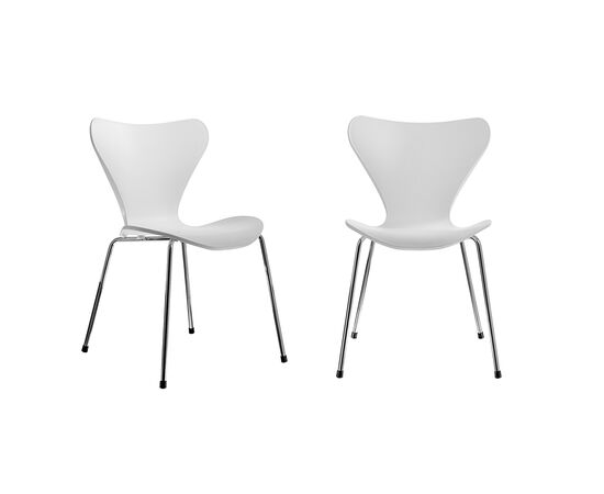 Комплект из 2-х стульев Seven Style белый с хромированными ножками | Интернет магазин мебели и декора LifeDekor