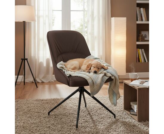 Кресло Etna коричневое, поворотное, черный металл, изображение 6 | Интернет магазин мебели и декора LifeDekor