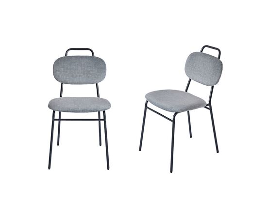 Комплект из 2-ух стульев MOLLY разборный черный каркас серое сиденье | Интернет магазин мебели и декора LifeDekor