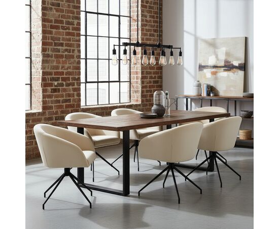 Кресло Less бежевое, поворотное, черный металл, изображение 6 | Интернет магазин мебели и декора LifeDekor