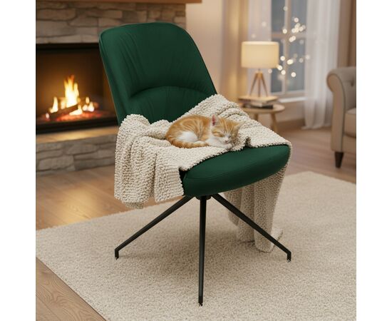Кресло Etna зеленое, поворотное, черный металл, изображение 5 | Интернет магазин мебели и декора LifeDekor