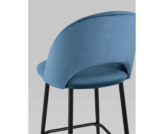 Стул полубарный Меган SN велюр пыльно-синий, изображение 7 | Интернет магазин мебели и декора LifeDekor