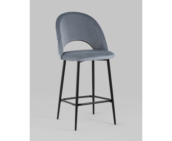 Стул полубарный Меган SN велюр серый, изображение 2 | Интернет магазин мебели и декора LifeDekor