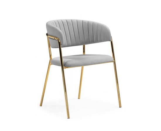 Стул на металлокаркасе Kamelia велюр светло-серый / золотой | Интернет магазин мебели и декора LifeDekor