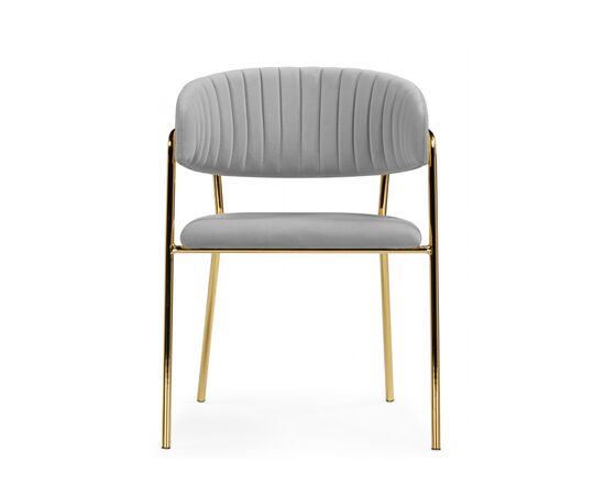 Стул на металлокаркасе Kamelia велюр светло-серый / золотой, изображение 2 | Интернет магазин мебели и декора LifeDekor