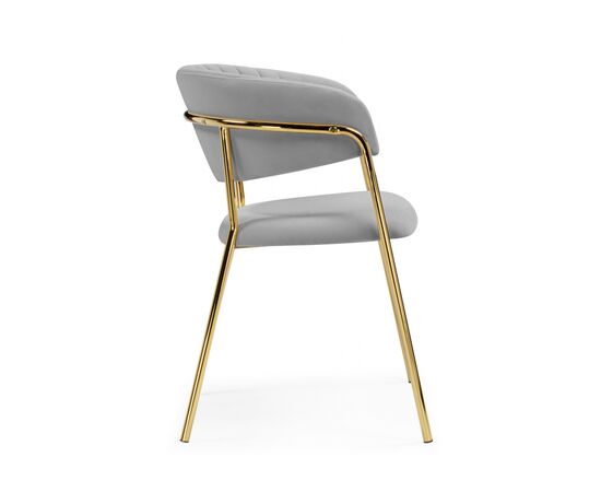 Стул на металлокаркасе Kamelia велюр светло-серый / золотой, изображение 3 | Интернет магазин мебели и декора LifeDekor