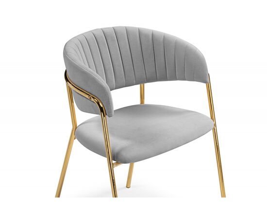 Стул на металлокаркасе Kamelia велюр светло-серый / золотой, изображение 5 | Интернет магазин мебели и декора LifeDekor