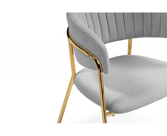 Стул на металлокаркасе Kamelia велюр светло-серый / золотой, изображение 6 | Интернет магазин мебели и декора LifeDekor
