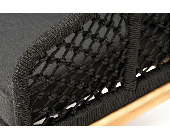 "Канны" кресло плетеное из роупа (узелки), основание дуб, роуп темно-серый круглый, ткань темно-серая 027, изображение 5 | Интернет магазин мебели и декора LifeDekor