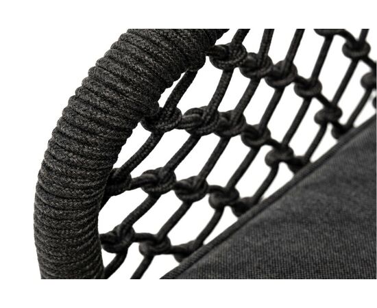 "Канны" кресло плетеное из роупа (узелки), основание дуб, роуп темно-серый круглый, ткань темно-серая 027, изображение 7 | Интернет магазин мебели и декора LifeDekor