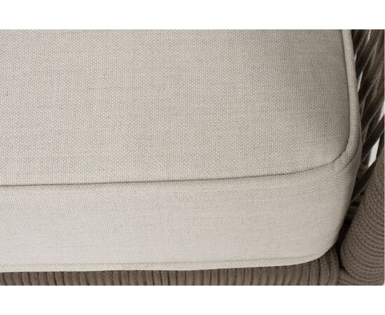 "Канны" диван 3-местный плетеный из роупа, каркас алюминий коричневый (RAL8016) муар, роуп коричневый круглый, ткань бежевая 15052, изображение 6 | Интернет магазин мебели и декора LifeDekor