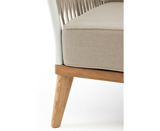 "Касабланка" кресло плетеное из роупа, основание дуб, каркас алюминий светло-серый (RAL7035) муар, роуп серо-коричневый 23мм, ткань бежевая 15052, изображение 4 | Интернет магазин мебели и декора LifeDekor