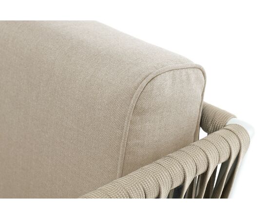 "Касабланка" кресло плетеное из роупа, основание дуб, каркас алюминий светло-серый (RAL7035) муар, роуп серо-коричневый 23мм, ткань бежевая 15052, изображение 9 | Интернет магазин мебели и декора LifeDekor