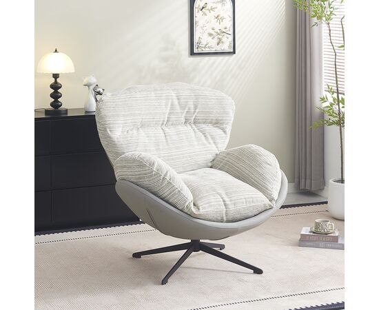 Кресло BLISS серый, экокожа, шенилл, изображение 2 | Интернет магазин мебели и декора LifeDekor