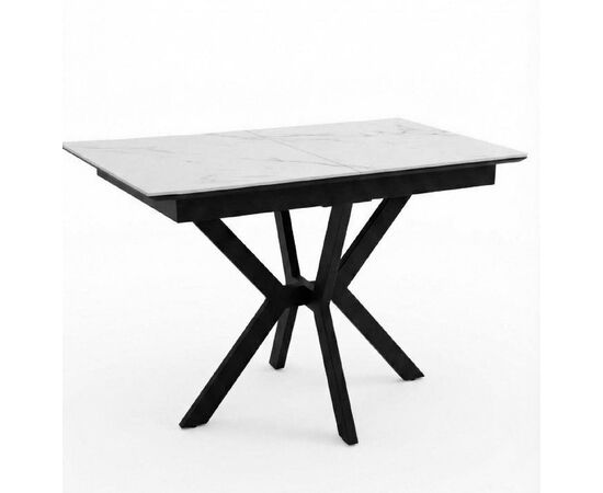 Стол DikLine DI100 Мрамор Кристал белый/опоры черные (2уп.) | Интернет магазин мебели и декора LifeDekor