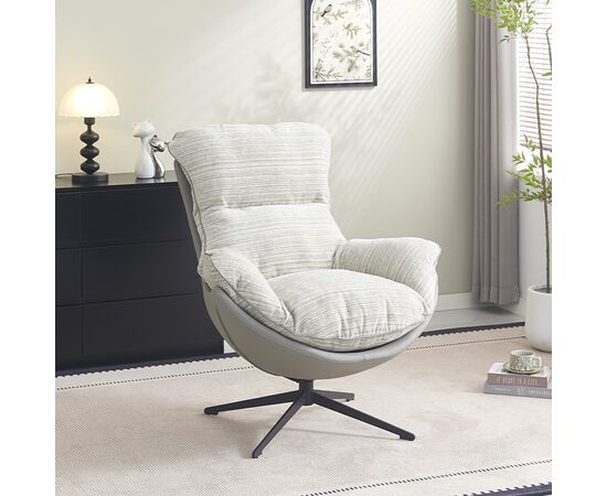 Кресло HUG серый в полоску, экокожа, шенилл, изображение 2 | Интернет магазин мебели и декора LifeDekor