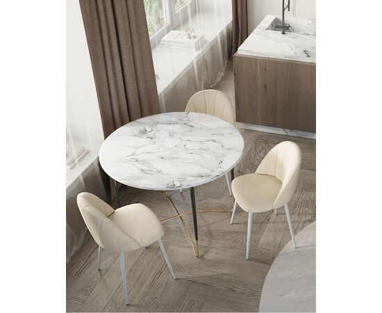 Стул Логан SN велюр молочный белые ножки, изображение 4 | Интернет магазин мебели и декора LifeDekor