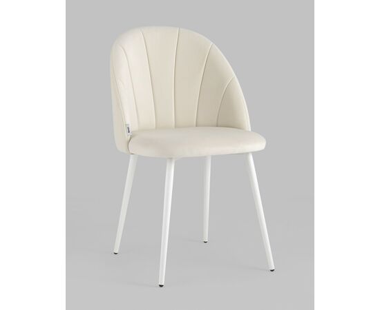 Стул Логан SN велюр молочный белые ножки, изображение 2 | Интернет магазин мебели и декора LifeDekor