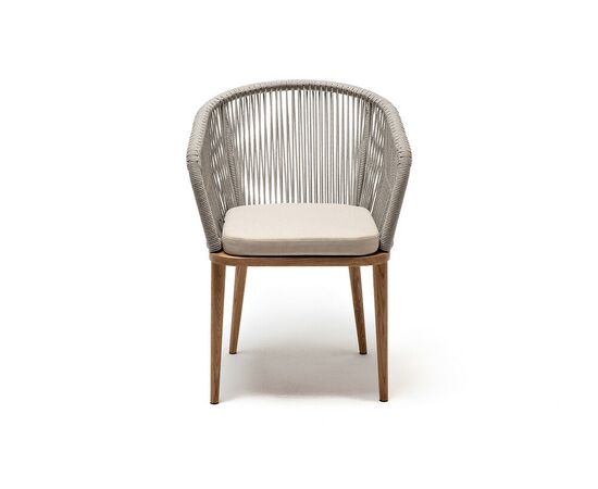 "Марсель" стул плетеный из роупа, основание дуб, роуп серый меланж круглый, ткань бежевая 15052, изображение 2 | Интернет магазин мебели и декора LifeDekor