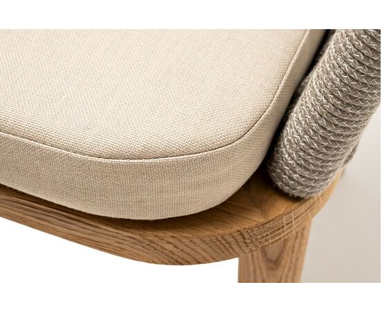 "Марсель" стул плетеный из роупа, основание дуб, роуп серый меланж круглый, ткань бежевая 15052, изображение 4 | Интернет магазин мебели и декора LifeDekor