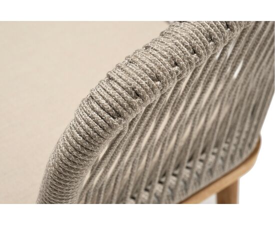 "Марсель" стул плетеный из роупа, основание дуб, роуп серый меланж круглый, ткань бежевая 15052, изображение 5 | Интернет магазин мебели и декора LifeDekor