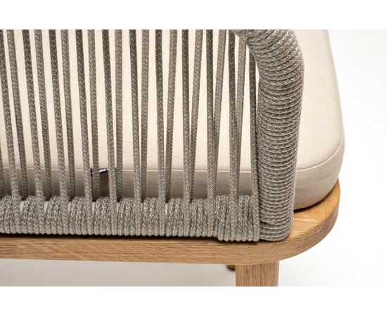 "Марсель" стул плетеный из роупа, основание дуб, роуп серый меланж круглый, ткань бежевая 15052, изображение 6 | Интернет магазин мебели и декора LifeDekor