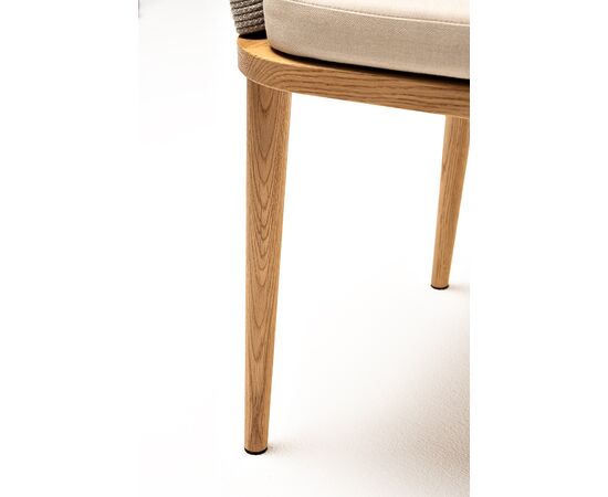 "Марсель" стул плетеный из роупа, основание дуб, роуп серый меланж круглый, ткань бежевая 15052, изображение 7 | Интернет магазин мебели и декора LifeDekor