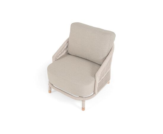 "Верона" кресло плетеное из роупа, каркас алюминий белый муар, роуп бежевый круглый, ткань бежевая 15052, изображение 4 | Интернет магазин мебели и декора LifeDekor