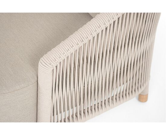 "Верона" кресло плетеное из роупа, каркас алюминий белый муар, роуп бежевый круглый, ткань бежевая 15052, изображение 6 | Интернет магазин мебели и декора LifeDekor