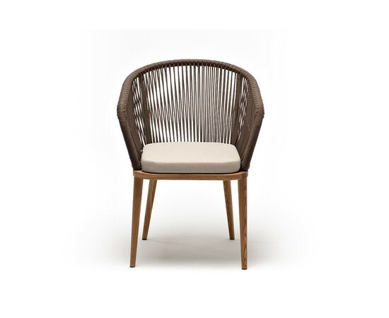 "Марсель" стул плетеный из роупа, основание дуб, роуп коричневый круглый, ткань бежевая 15052, изображение 2 | Интернет магазин мебели и декора LifeDekor